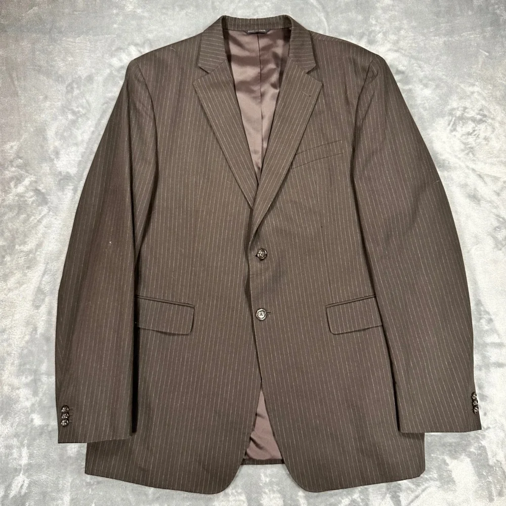 Banana Republic Mens 46L Brown Pinstripe Cotton Blazer Jacket 538889